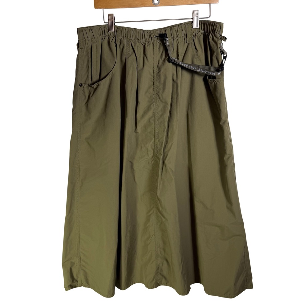 Macabi Skirt Slim Regular L Olive Green Nylon Convertible Hiking Travel Midi